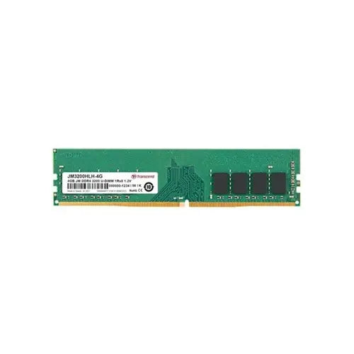 JM3200HLH-4G - Transcend 4GB 3200 MHz PC4-25600 ECC Unbuffered CL22 288-Pin DIMM 1.2V 1Rx8 Memory Module