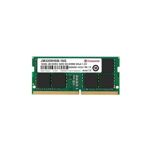 JM3200HSB-16G - Transcend 16GB 3200 MHz PC4-25600 Non-ECC Unbuffered CL22 260-Pin SODIMM 1.2V Memory Module