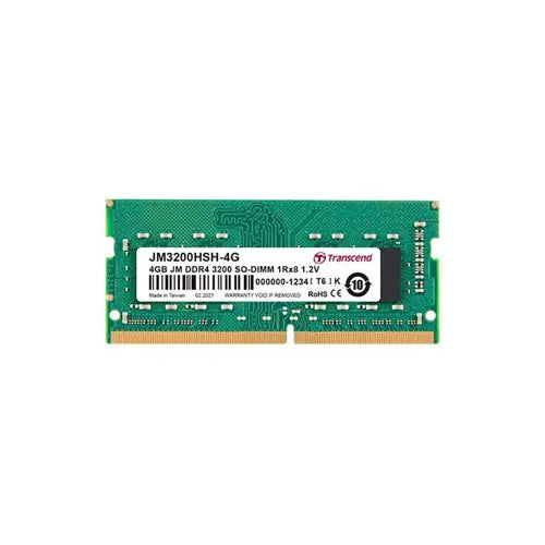 JM3200HSH-4G - Transcend 4GB 3200 MHz PC4-25600 Non-ECC Unbuffered CL22 260-Pin SODIMM 1.2V Memory Module