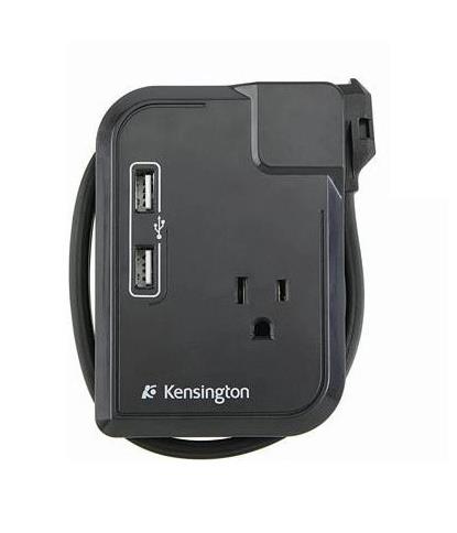 K38032US Kensington Portable Power 5-Outlets Surge Suppressor Receptacles: 3 x NEMA 5-15R, 2 x USB