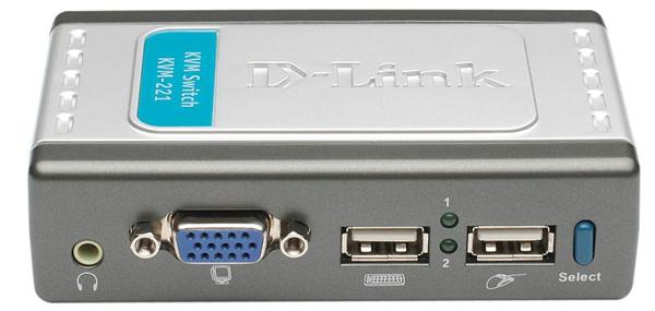 KVM-221 D-Link 2-Port USB Desktop KVM Switch with Audio Support (Refurbished)