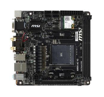 MSI - MB-A88XIV2 - A88XI AC V2 Socket FM2+ AMD A88X Chipset AMD A-Series/ Athlon Series Processors Support DDR3 2x DIMM 4x SATA 6.0Gb/s Mini-ITX Motherboa