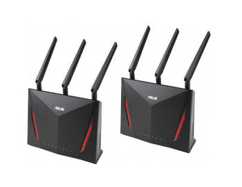 ASUS - RT-AC86U 2PACK - RT-AC86U Wi-Fi 5 IEEE 802.11ac Ethernet Wireless Router - 2.40 GHz ISM Band - 5 GHz UNII Band(1 x Internal) - 364.63 MB/s Wireless Speed - 4 x Network Port - 1 x Broadband Port - USB - Gigabit