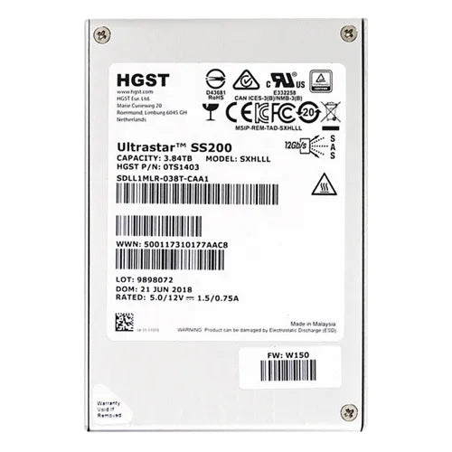 SDLL1MLR-038T-CAA1 HGST Ultrastar DC SS200 Series 3.84TB Multi-Level Cell SAS 12Gb/s Read Intensive (SE) 2.5-Inch Solid State Drive