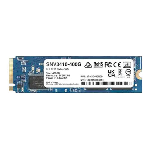 SNV3410-400G Synology SNV3410 Series 400GB PCI Express NVMe 3.0 x4 (RoHS) M.2 2280 Solid State Drive