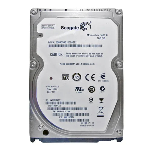 ST9160314AS Seagate Momentus 5400.6 Series 160GB 5400RPM SATA 3Gb/s 8MB Cache (CE) 7-Pin 2.5-Inch Hard Drive