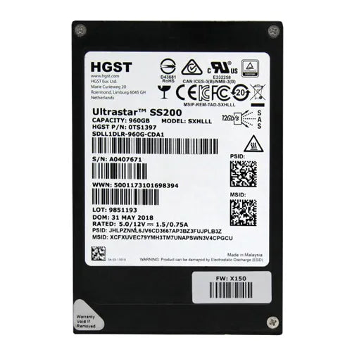 SXHLLL HGST Ultrastar DC SS200 Series 1.92TB Multi-Level Cell SAS 12Gb/s Read Intensive 2.5-Inch Solid State Drive