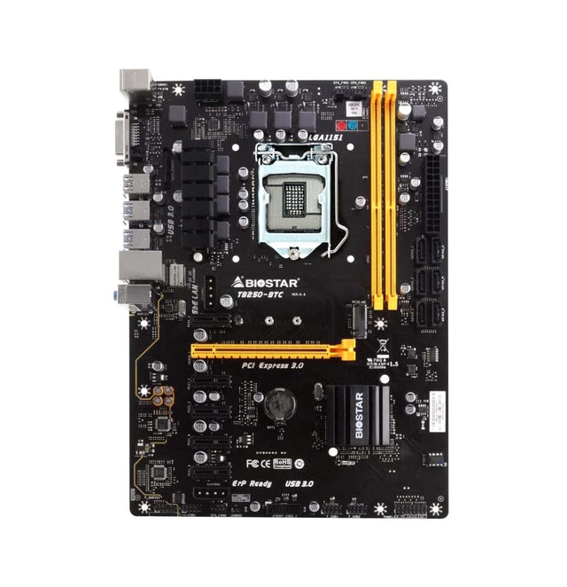 TB250-BTC+ - Biostar Socket LGA1151 Intel B250 Chipset ATX System Board (Motherboard) Supports Core i7/i5/i3/Pentium/Celeron Series DDR4 2x DIMM