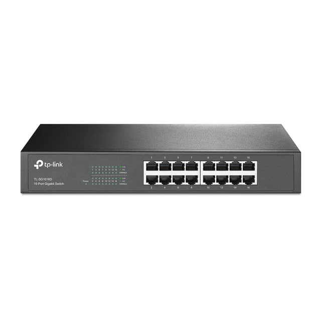 TL-SG1016D - TP-LINK 16 x Ports 1GBase-T L2 Unmanaged Gigabit Ethernet Desktop/Rack-Mountable Network Switch