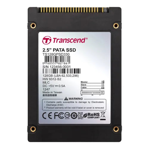 TS128GPSD330 Transcend 128GB Multi-Level Cell ATA/IDE 44-Pin 2.5-Inch Solid State Drive