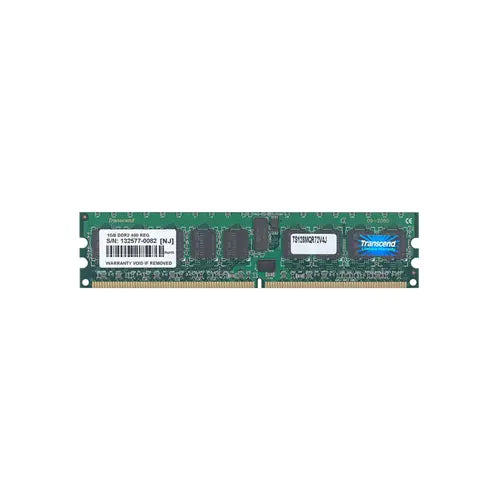 TS128MQR72V4J - Transcend 1GB DDR2-400MHz PC2-3200 ECC Registered CL3 240-Pin DIMM Dual Rank Memory Module