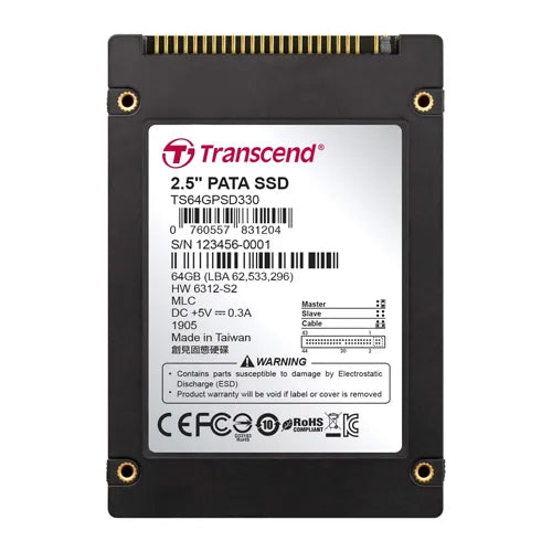 TS64GPSD330 Transcend 64GB Multi-Level Cell PATA 2.5-Inch Solid State Drive