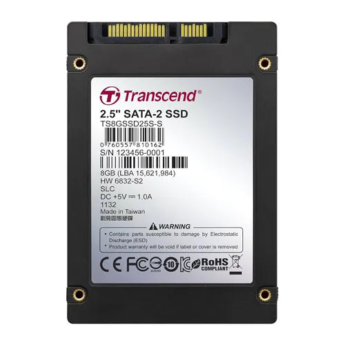 TS8GSSD25S-S Transcend 8GB SATA 3Gb/s 2.5-Inch Solid State Drive