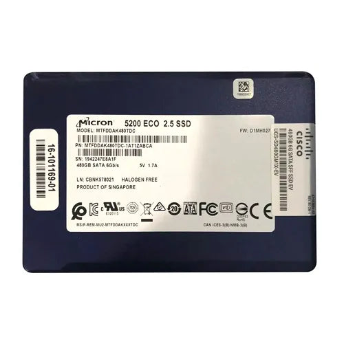 UCS-SD480GM1X-EV Cisco 480GB Triple-Level Cell SATA 6Gb/s Hot-Swappable 2.5-Inch Solid State Drive for UCS B200 M5