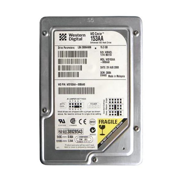 WD153AA-00BAA0 - Western Digital Caviar 15.3GB 5400RPM EIDE MB Cache 3.5-Inch Hard Drive