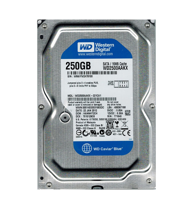 WD2500AAKX-221CA1 - Western Digital Caviar Blue 250GB 7200RPM SATA 6Gb/s 16MB Cache 3.5-inch Hard Drive