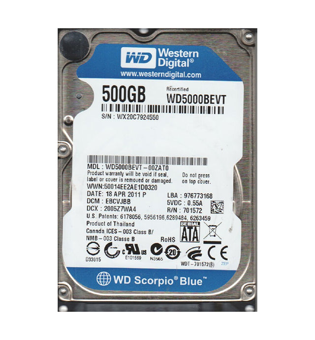 500GB 5400RPM SATA 3Gb/s Hot-Swappable 8MB Cache 2.5-Inch Hard Drive