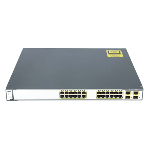 WS-3750G-24TS-E Cisco Catalyst 3750G Series 24 x Ports 10/100/1000Base-T + 4 x SFP Ports Layer 3 Managed 1U Rack-mountable Gigabit Ethernet Stackable Network Switch