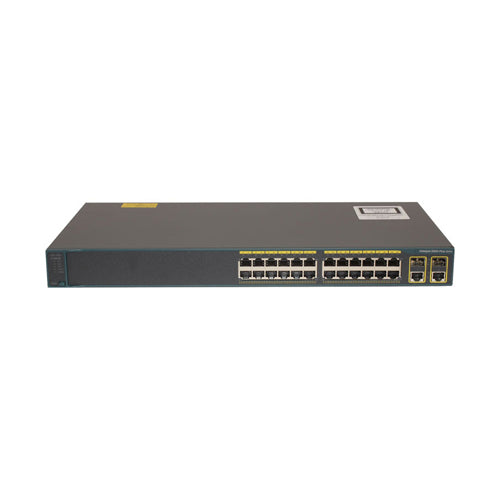 WS-C2960+24PC-S Cisco Catalyst 2960 Series C2960+24P 24 x RJ-45 Ports PoE+ 10/100Base-TX + 2 x Combo SFP Ports Layer 2 Managed 1U Rack-Mountable Fast Ethernet Network Switch