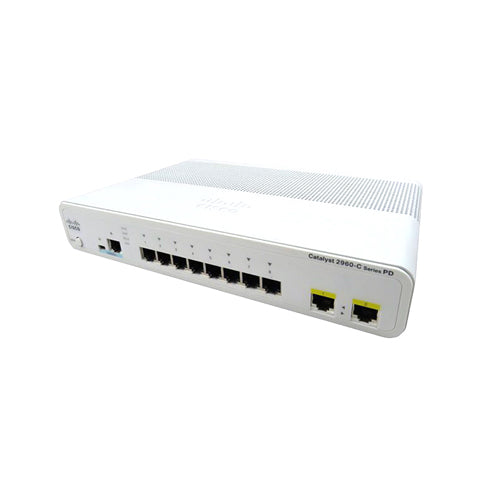 WS-C2960CPD8TTL-RF Cisco Catalyst 2960-C Series 2960CPD-8PT-L 8 x Ports PoE 10/100Base-TX + 2 x SFP Ports PoE+ Layer 2 Managed Rack-mountable Fast Ethernet Network Switch