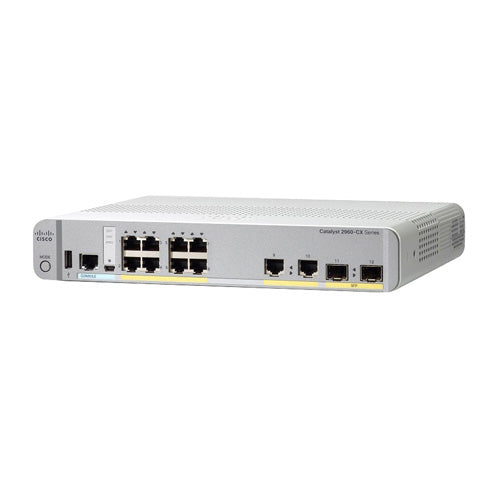 WS-C2960CX-8PCL-RF Cisco Catalyst 2960-CX Series 2960CX-8P 8 x RJ-45 Ports PoE+ 10/100/1000Base-T + 2 x GE RJ-45 Uplink Ports + 2 x SFP Ports Layer 3 Managed Rack-mountable Gigabit Ethernet Network Switch