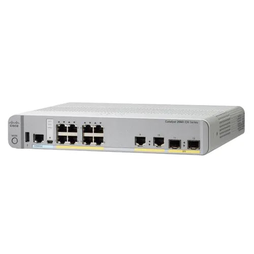 WS-C2960CX-8TCL-RF Cisco Catalyst 3560-CX Series C2960CX-8T 8 x RJ-45 Ports 10/100/1000Base-T + 2 x GE Uplinks Ports + 2 x SFP Ports Layer 3 Managed Rack-Mountable Gigabit Ethernet Network Switch