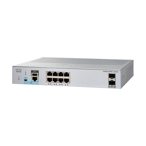 WS-C2960L-8TSLL-RF Cisco Catalyst 2960-L Series C2960L-8TS 8 x RJ-45 Ports PoE+ 10/100/1000Base-T + 2 x SFP Ports Layer 3 Managed 1U Rack-Mountable Gigabit Ethernet Network Switch