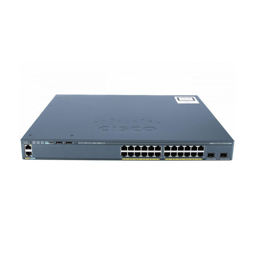 WS-C2960X-24PSQ-L Cisco Catalyst 2960-X Series C2960X-24PS 24 x RJ-45 Ports PoE 10/100/1000Base-T + 4 x SFP Ports Layer 3 Managed 1U Rack-Mountable Gigabit Ethernet Network Switch