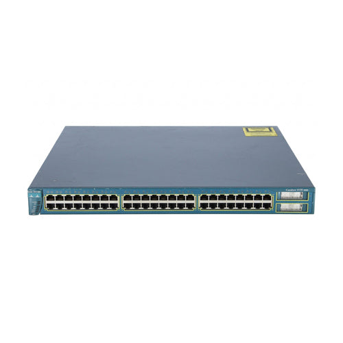 WS-C3550-48-EMI-RF Cisco Catalyst 3550 Series 3550-48 48 x RJ-45 Ports 10/100Base-TX + 2 x GBIC Slots Layer 3 Managed 1U Rack-mountable Stackable Fast Ethernet Network Switch