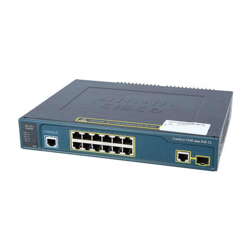 WS-C3560-12PC-S-RF Cisco Catalyst 3560 Series 3560-12P 12 x RJ-45 Ports PoE 10/100Base-TX + 1 x Combo Gigabit SFP Port Layer 2 Managed Rack-mountable Fast Ethernet Network Switch