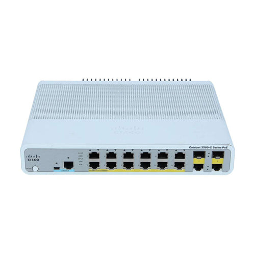 WS-C3560C-12PC-S Cisco Catalyst 3560-C Series 3560C-12PC 12 x Ports PoE+ 10/100Base-TX + 2 x RJ-45/SFP Ports Layer 2 Managed 1U Rack-mountable Gigabit Ethernet Network Switch