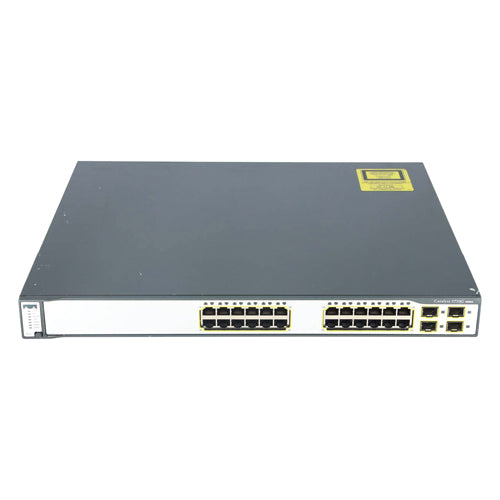 WS-C3750G-24TS-E Cisco Catalyst 3750G Series C3750G-24T 24 x RJ-45 Ports 10/100/1000Base-T + 4 x SFP Ports Layer 3 Managed 1U Rack-mountable Gigabit Ethernet Network Switch