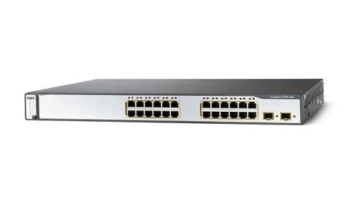 WS-C3750V2-24PS-S - Cisco Catalyst 3560V2 Series 3560V2-24P 24 x RJ-45 Ports PoE 10/100Base-TX + 2 x SFP Ports Layer 3 Managed 1U Rack-mountable Fast Ethernet Network Switch