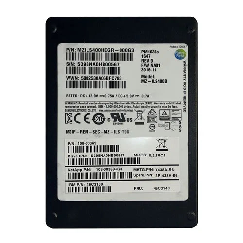 X438A-R6 NetApp 400GB SAS 6Gb/s 2.5-Inch Solid State Drive for DS2246