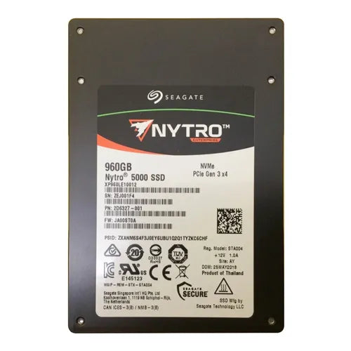 XP960LE10012 Seagate Nytro 5000 Series 960GB Multi-Level Cell PCI Express 3.0 x4 NVMe (SED) U.2 2.5-Inch Solid State Drive