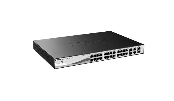 DES-1210-28 - D-Link 24 x Ports 10/100Base-TX + 2 x Ports 1GbE RJ-45 + 2 x Ports Combo RJ-45/SFP Layer2 Managed 1U Rack-Mountable Fact Ethernet Network Switch