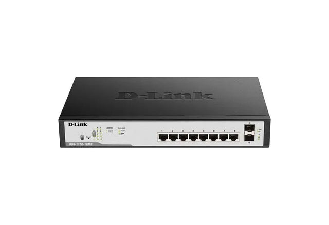 DGS-1100-10MP - D-Link 10-Port 10/100/1000 (PoE+) Unmanaged Gigabit Ethernet Switch with 2 Gigabit SFP Ports