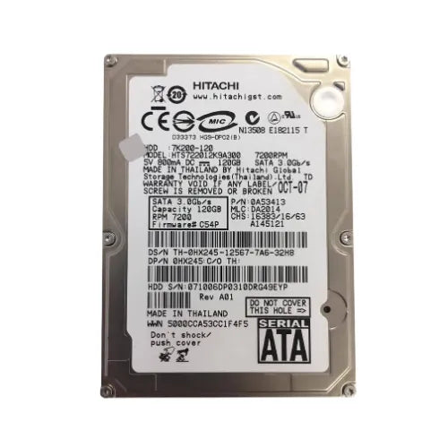 HTS722012K9A300-DELL - Dell Travelstar 7K200 Series 120GB 7200RPM SATA 3Gb/s 16MB Cache 2.5-Inch Hard Drive