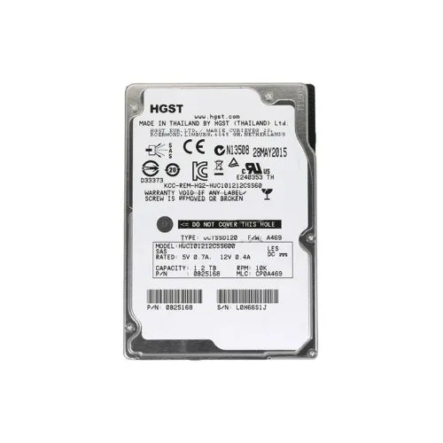 HUC101212CSS600-GEN - HGST Ultrastar C10K1200 Series 1.2TB 10000RPM SAS 6Gb/s 64MB Cache 2.5-Inch Enterprise Hard Drive