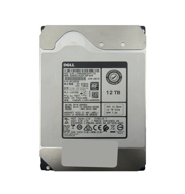 0F29535 - Dell 12TB 7200RPM SAS 12Gb/s 3.5-Inch Hard Drive