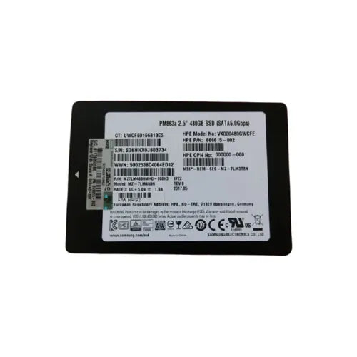 MZ7LM480HMHQ-000H3-HP-HPE 480GB 2.5 inch MLC 6Gb/s SATA SSD