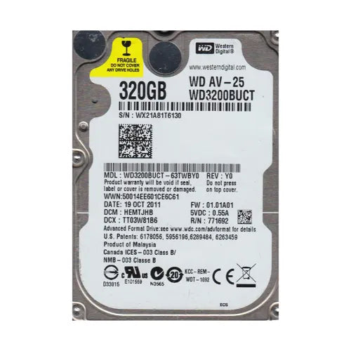 WD3200BUCT-RFB - Western Digital AV-25 320GB 5400RPM SATA 3Gb/s 16MB Cache (RoHS) 2.5-Inch Hard Drive