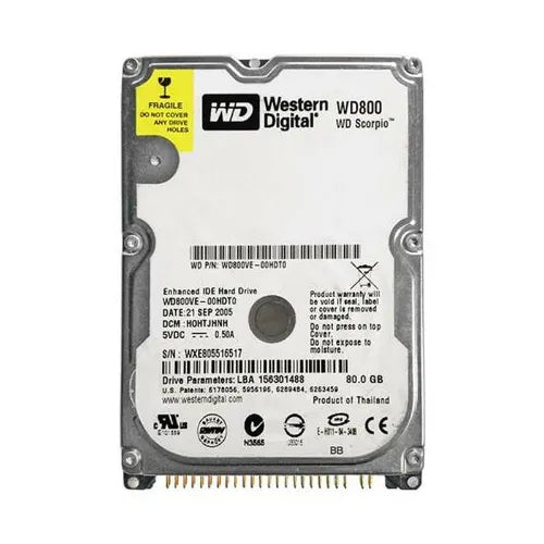 WD800VE-RFB - Western Digital Scorpio 80GB 5400RPM ATA-100 8MB Cache 2.5-Inch Hard Drive